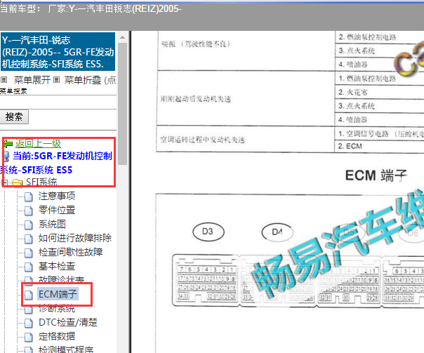 2005年锐志发动机针脚