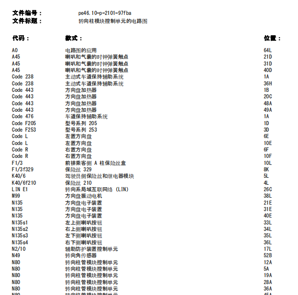 2018年奔驰GLC260转向电路图