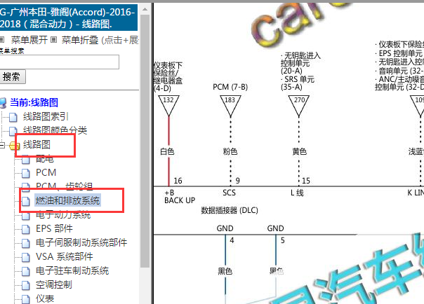 2017年本田雅阁诊断插头电路图
