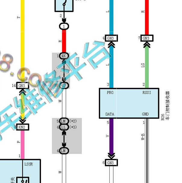 2013-2016年丰田普瑞维亚遥控接收器电路图.