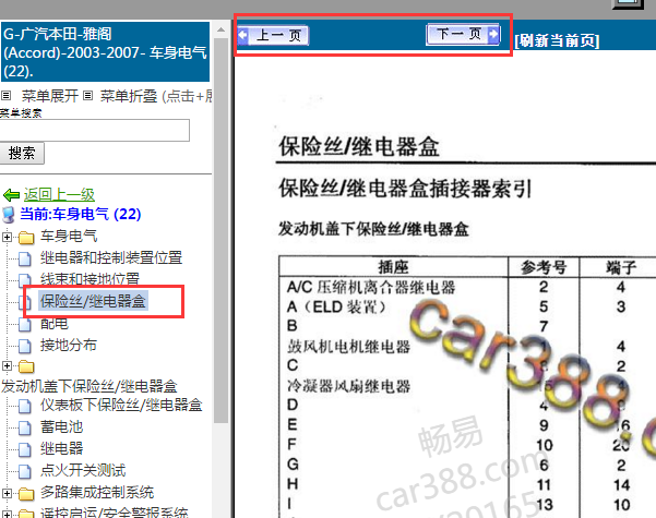 2003-2007年本田雅阁保险丝继电器资料