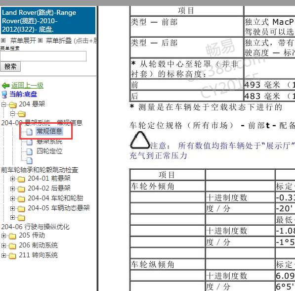 2012年路虎揽胜四轮定位数据