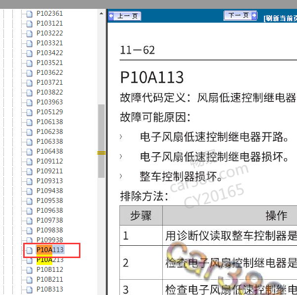 2021年欧拉黑猫P10A113故障码