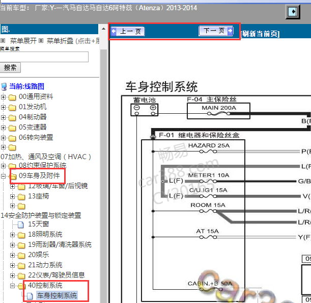 2013-2014年马自达6 车身电路图