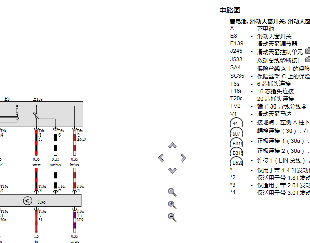 2012年大众帕萨特天窗通讯电路图