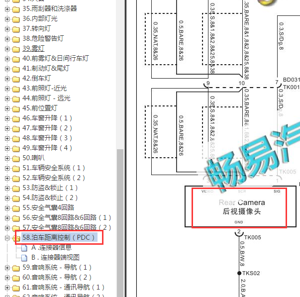 2015年荣威350倒车影像电路图