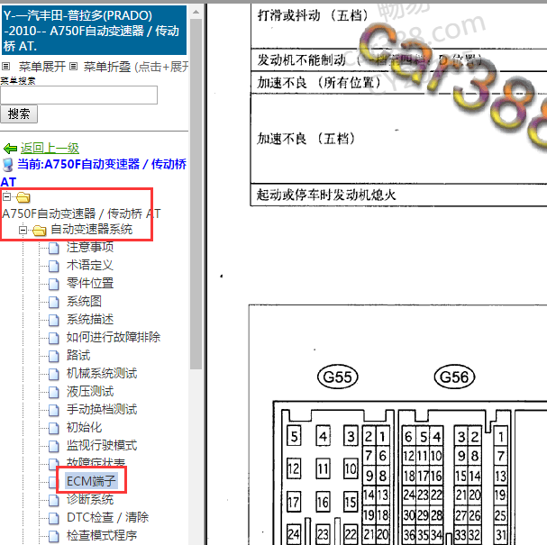 2010年丰田普拉多变速箱针脚