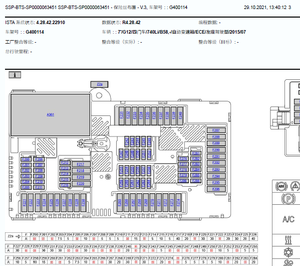 2016年宝马740Li 保险丝布置和OBD线路图