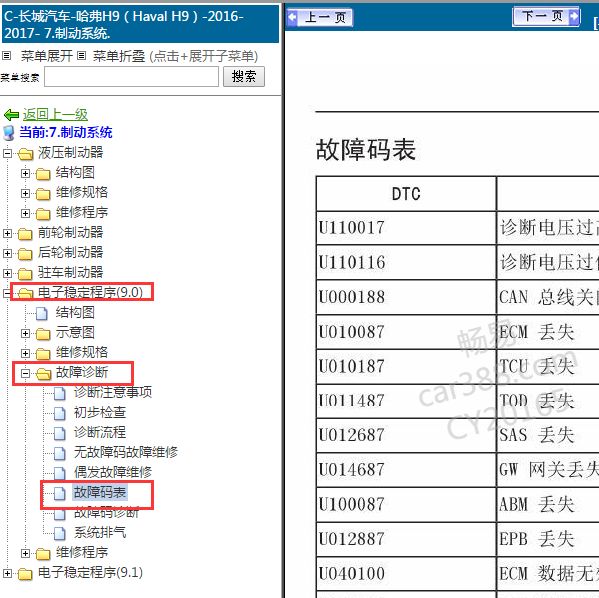 2016年哈佛H9故障码查询