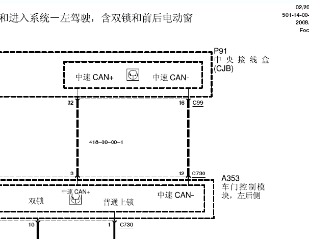 2009年福特福克斯车身相关电路图