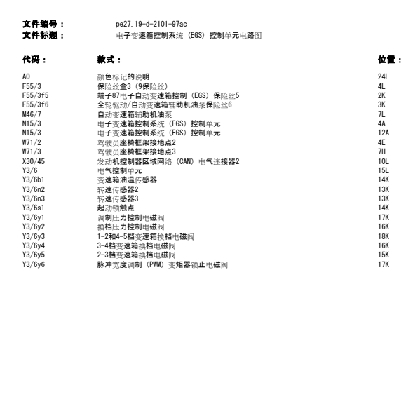 09年斯宾特变速箱系统电路图