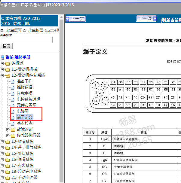 2013-2015年力帆720发动机电路图