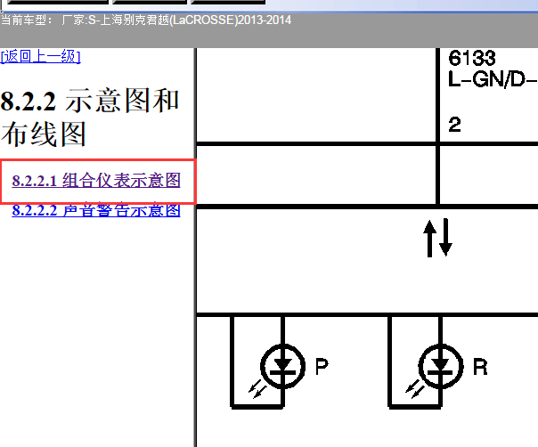 2013-2014年别克君越仪表指示灯电路图