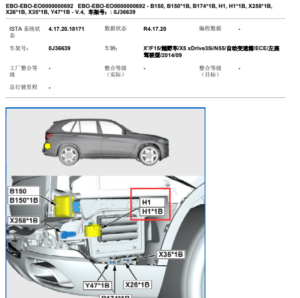 2014年宝马X5防盗喇叭位置图