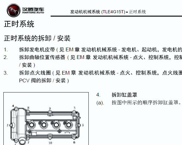 2017-2018年汉腾X7S发动机正时