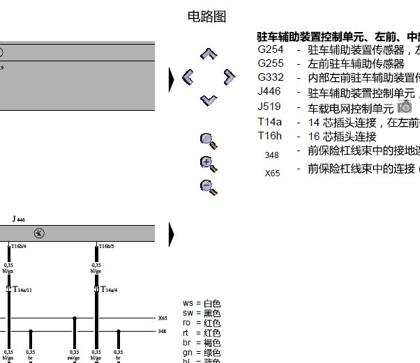 2013年大众辉腾驻车辅助电路图