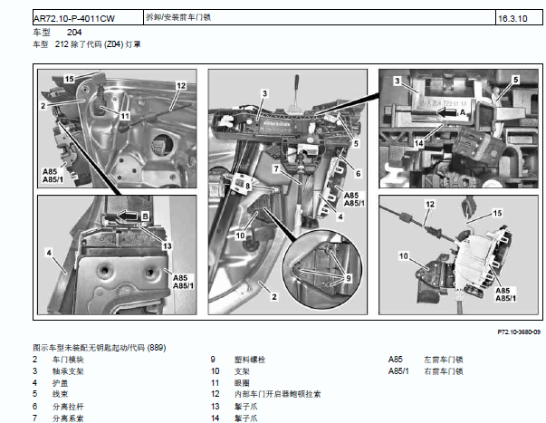 奔驰C200 车门拆装