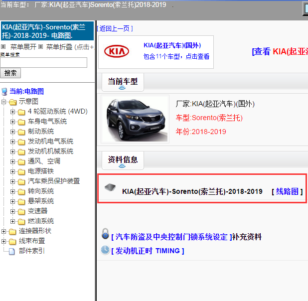 KIA(起亚汽车)-Sorento(索兰托)-2018-2019[ 线路图 ]