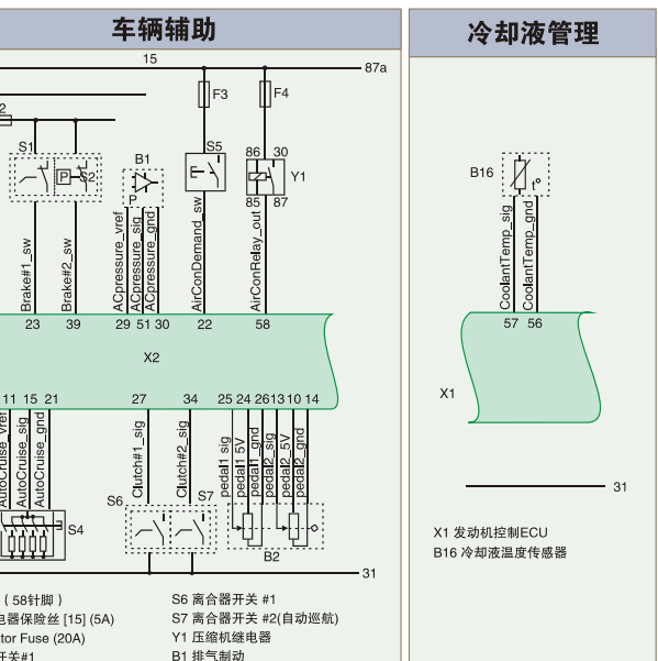 江铃JX493ZLQ水温传感器电路图