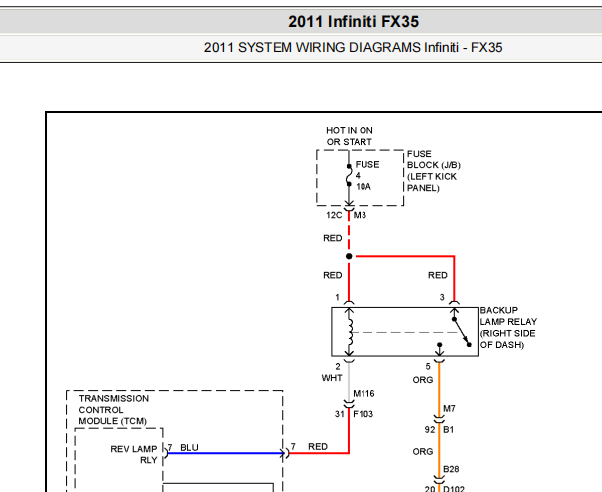 2011年英菲尼迪FX35灯光电路图