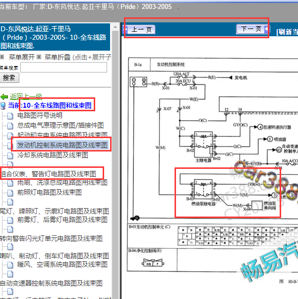 2003年起亚千里马燃油泵电路图