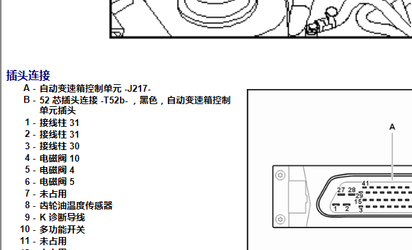 2009年大众朗逸变速箱针脚