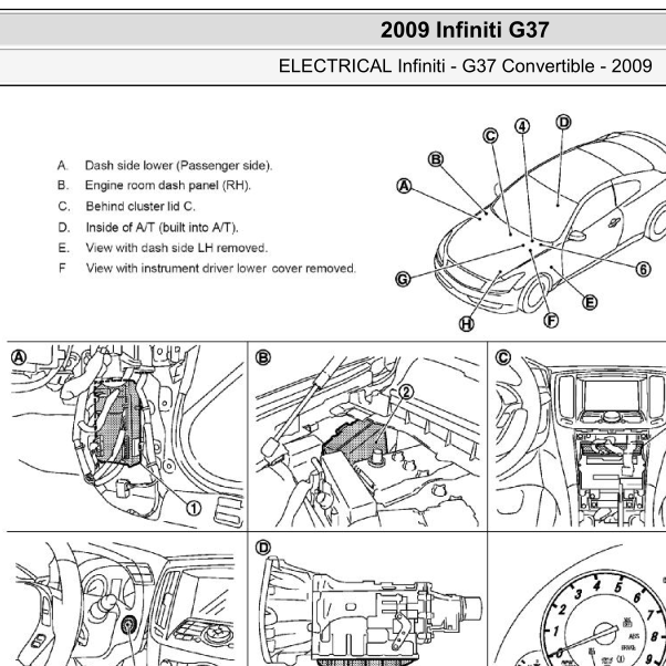 2009年英菲尼迪G37元件位置