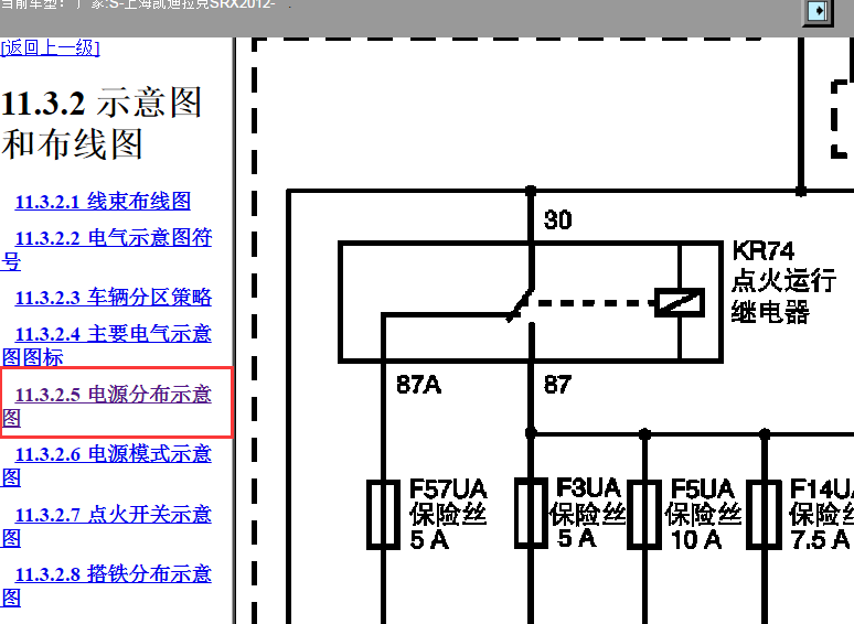 2012年凯迪拉克SRX启动继电器电路图