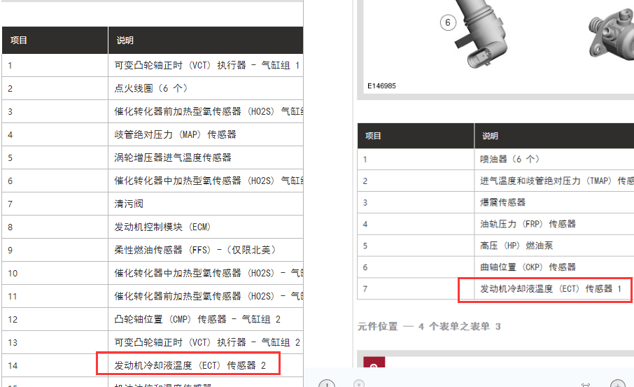 13年捷豹XF两个水温传感器位置图