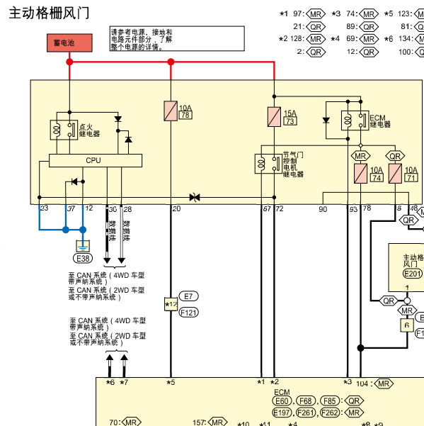 2020年日产奇骏格栅电路图