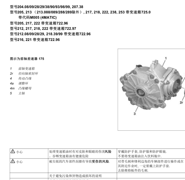 2013年奔驰GLK差速器资料