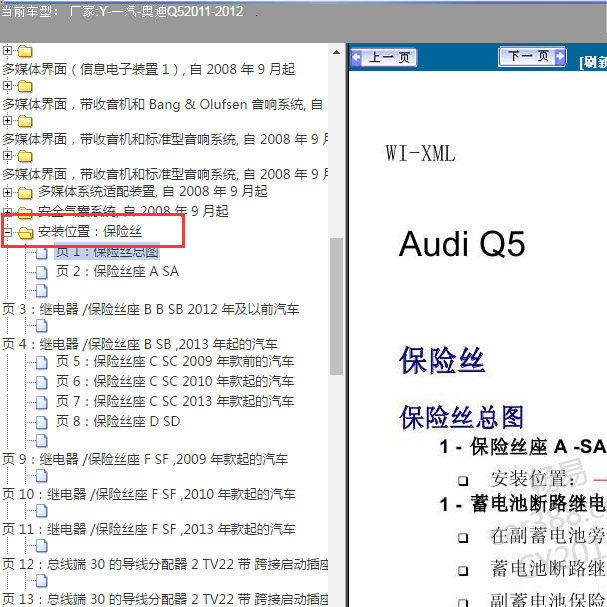 2011年奥迪Q5保险盒位置