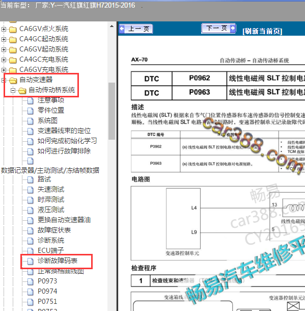 2015年红旗H7变速箱故障码