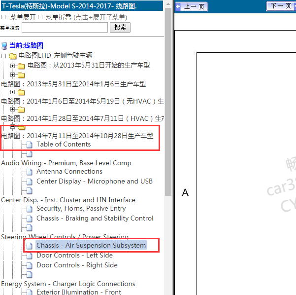 2014特斯拉Model S底盘升降电路图