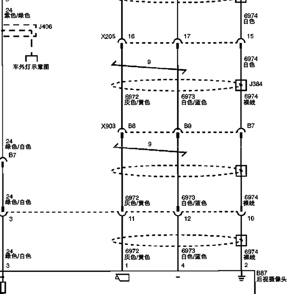2013年凯迪拉克SRX倒车影像模块电路图