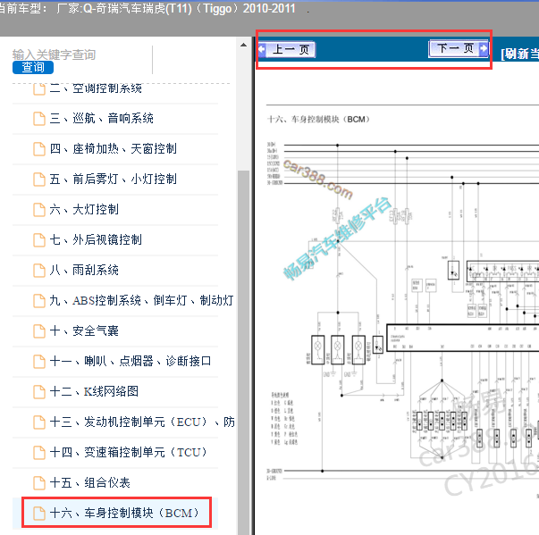 2011年奇瑞瑞虎车身电路图