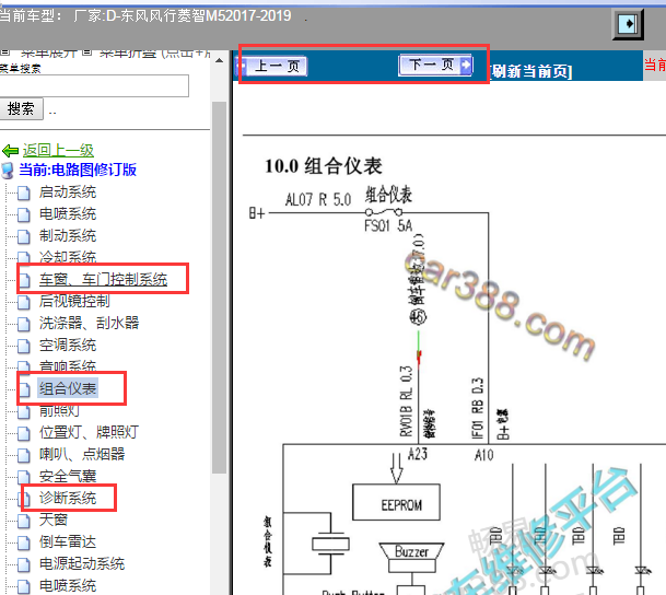 2017-2019年东风风行菱智M5仪表电路图