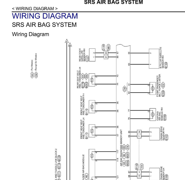 2017年英菲尼迪QX30气囊电路图与继电器位置