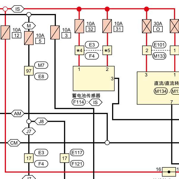 2020年日产轩逸蓄电池传感器电路图