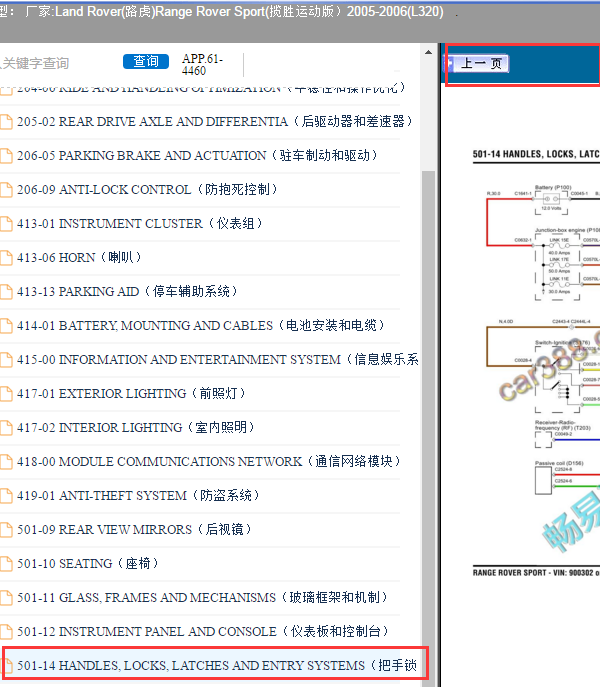 2006年路虎揽胜运动版车身相关电路图