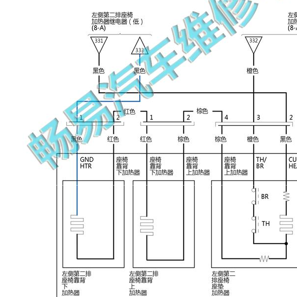 2019年本田奥德赛后排座椅加热电路图