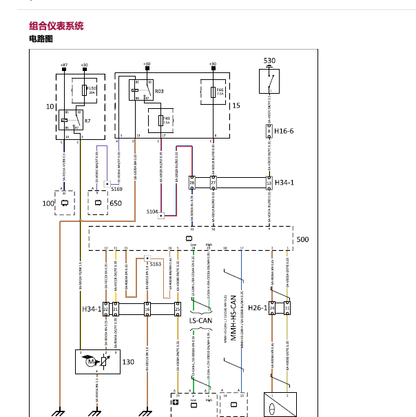 2018年观致5 仪表电路图