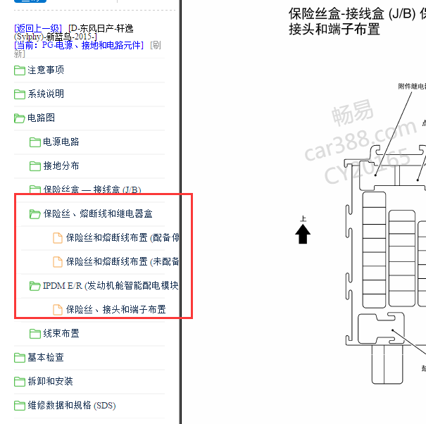 2015年日产轩逸保险继电器位置.