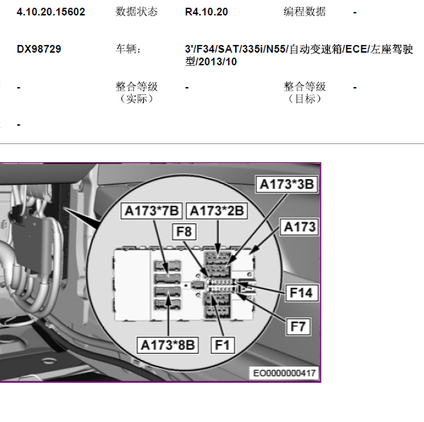 2013年宝马335 保险位置分配.
