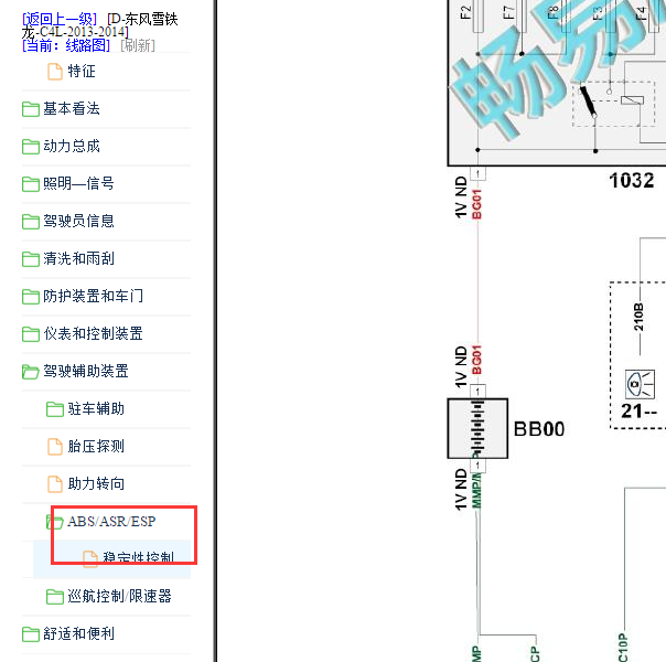 2013-2014年雪铁龙C4L ABS电路图.