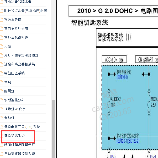 2010-2012年北京现代IX35 智能钥匙模块电路图