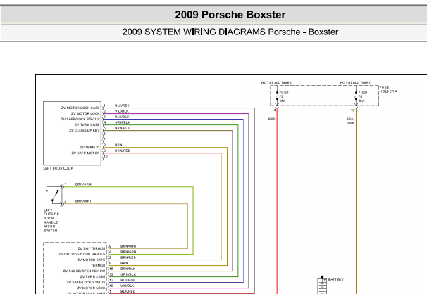2009年保时捷BOXSTER门锁电路图