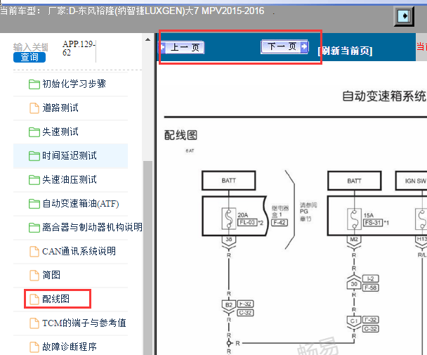 2015-2016年纳智捷大7 MPV 变速箱电路图