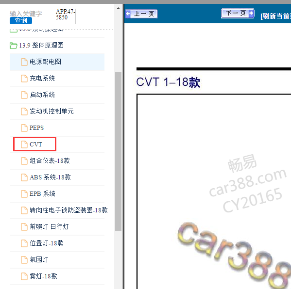2018年吉利远景SUV  CVT变速箱电路图
