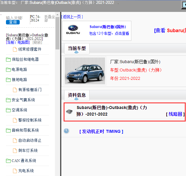 Subaru(斯巴鲁)-Outback(傲虎)（力狮）-2021-2022[ 线路图 ]